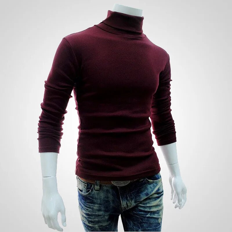 Meeste kilpkaelusega ühevärvilised pulloverid Meeste rõivad Slim Fit Meeste silmkoelised kampsunid pull homme Sügistalvine meeste kampsun MY277