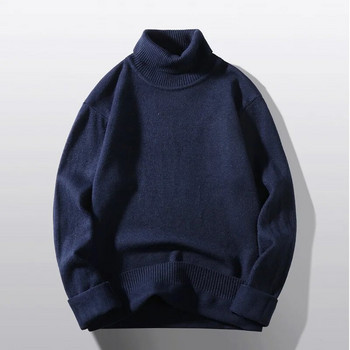 M-5XL Плетен топъл пуловер Мъжки пуловер с висока яка Мъжки свободни ежедневни пуловери Есен Зима Нови едноцветни пуловери XXXXXL