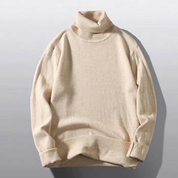 M-5XL Плетен топъл пуловер Мъжки пуловер с висока яка Мъжки свободни ежедневни пуловери Есен Зима Нови едноцветни пуловери XXXXXL