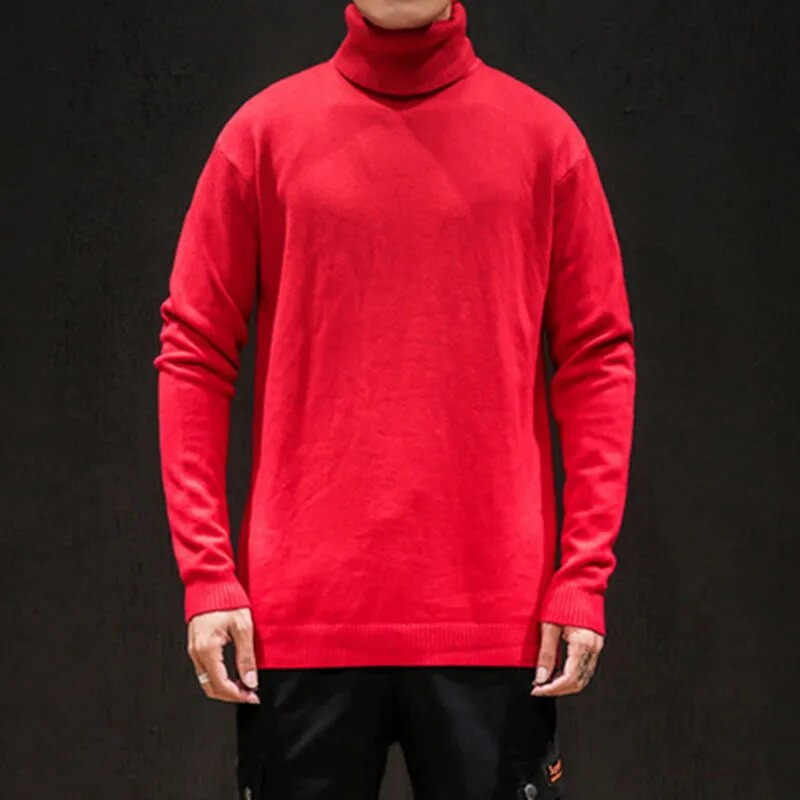 Uus kilpkonnaga kampsun, meeste sügistalvise tänavarõivad, soliidsed pulloverid, meeste vabaaja kootud kilpkonnaga kampsun, suures suuruses pulloverid