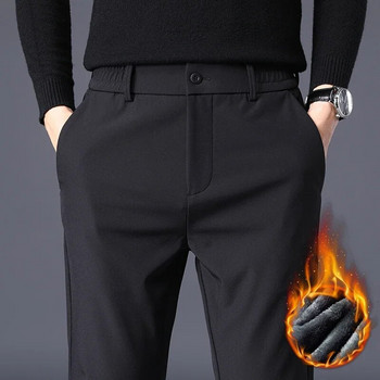 Φθινοπωρινό χειμωνιάτικο ανδρικό παντελόνι με χοντρή γραμμή φλις με ζεστή ελαστική μέση Φούτερ για εξωτερικό χώρο Μόδα Λεπτό γκρι κοστούμι Αντρικό παντελόνι