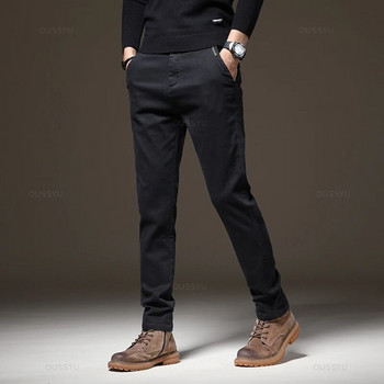 2023 Нови есенно-зимни висококачествени панталони Мъжки панталони с ластик на талията, тънки дебели панталони от кафе, марка карго, мъжки плюс размер 28-38