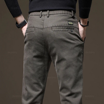 2023 Нови есенно-зимни висококачествени панталони Мъжки панталони с ластик на талията, тънки дебели панталони от кафе, марка карго, мъжки плюс размер 28-38