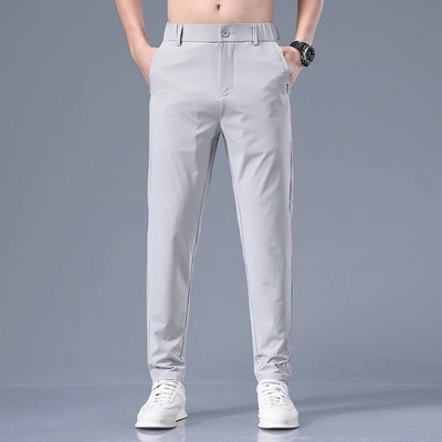 Vasarinės plonos vyriškos verslo plonos korėjietiškos laisvalaikio kelnės Klasikinio stiliaus vientisos spalvos Paprasti vyriški drabužiai Ledinės šilko kelnės 28-38
