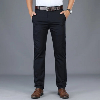Памучни ежедневни панталони Мъжки дрехи Прави бизнес зелени черни панталони в цвят каки Мъжка марка 2023