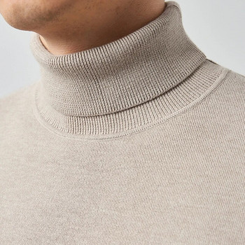Кашмирени плетени пуловери с висока яка за мъже 2023 Есен Зима Класически едноцветни прости ежедневни топли пуловери
