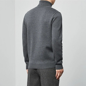 Кашмирени плетени пуловери с висока яка за мъже 2023 Есен Зима Класически едноцветни прости ежедневни топли пуловери