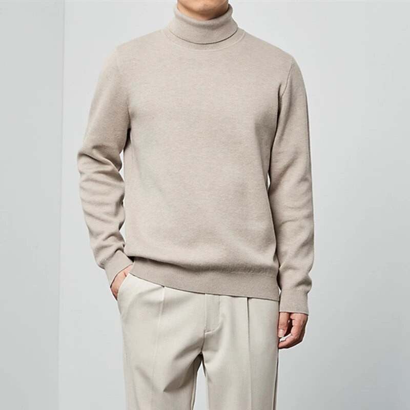 Kašmyro medvilnės mišinio megzti megztiniai su vėžliais vyrams 2023 m. rudens žiema Klasikiniai vienspalviai paprasti, šilti megztiniai