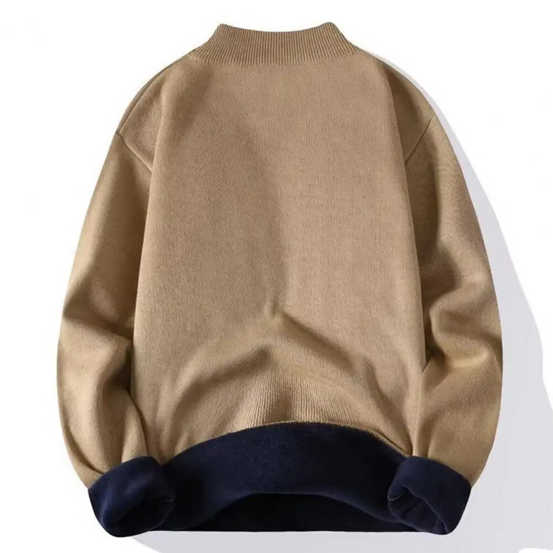 Ανδρικό χειμωνιάτικο πουλόβερ μισό ζιβάγκο μονόχρωμο fleece μαλακό μακρύ μανίκι που κρατά ζεστό Πουλόβερ Plus size Ανοιξιάτικο πουλόβερ Ανδρικό ένδυμα