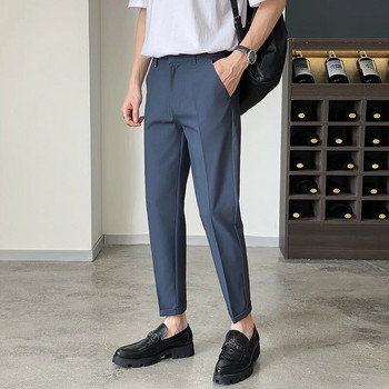 Официални панталони на марката TFETTERS за мъже Корейски модни едноцветни ежедневни мъжки панталони Бизнес ежедневни обикновени панталони с дължина до глезена