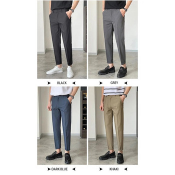 Официални панталони на марката TFETTERS за мъже Корейски модни едноцветни ежедневни мъжки панталони Бизнес ежедневни обикновени панталони с дължина до глезена