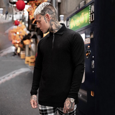 Proljetni novi modni veste s kapuljačom Muški sportski džemper s dolčevitom Slim Fit pulover Muška klasična slađa muška pletenina Pull Homme