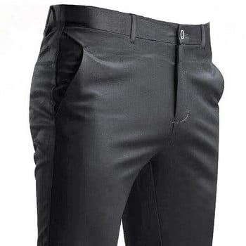 Ανδρικό κοστούμι Παντελόνι Stretch Έξυπνο καθημερινό παντελόνι Τσέπη μονόχρωμο ίσιο φορεμένο ολόσωμο μαύρο παντελόνι για εργασία στο σπίτι
