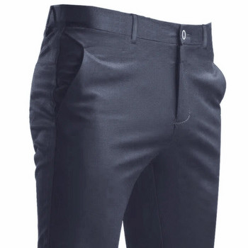 Мъжки панталони за костюми Разтегливи елегантени ежедневни панталони с джоб Едноцветни прави черни панталони за домашна работа с пълна дължина