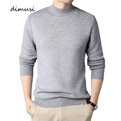 DIMUSI Winter Sweater Mens Casual Soild Color Warm Cashmere Turtleneck Pullover Men Classic Business Sweaters Knitwear Clothing