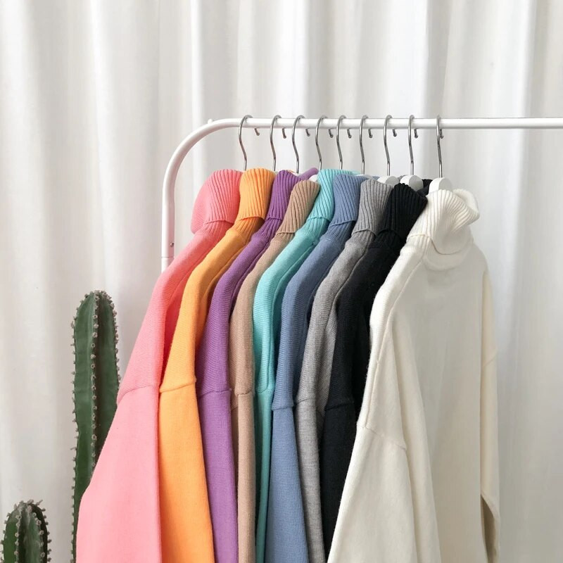 Ανδρικά πουλόβερ μεγάλου μεγέθους Πλεκτά πουλόβερ με ζιβάγκο μόδας μονόχρωμο Φθινόπωρο Χειμώνας Ζεστά καθημερινά πλεκτά Μόδα ανδρικά ρούχα