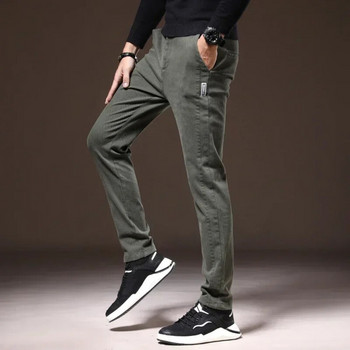 Модни едноцветни карго ежедневни панталони Мъжки памучни тънки дебели платове от кепър Класическо облекло Работни разтегливи дебели корейски панталони Мъжки