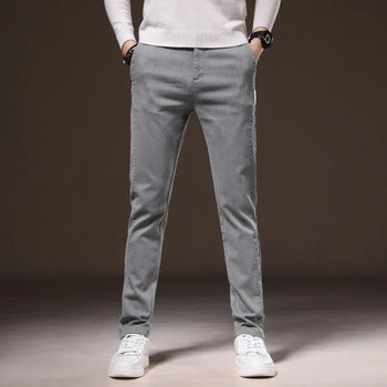 Модни едноцветни карго ежедневни панталони Мъжки памучни тънки дебели платове от кепър Класическо облекло Работни разтегливи дебели корейски панталони Мъжки
