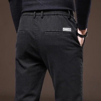 Μόδα μονόχρωμο Cargo Casual Παντελόνι Ανδρικό Βαμβακερό λεπτό ύφασμα χοντρό twill Κλασικά ρούχα εργασίας Stretch Χοντρό Κορέα Παντελόνι Αντρικό