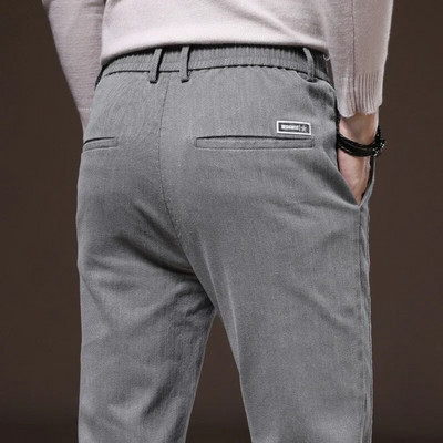 Μόδα μονόχρωμο Cargo Casual Παντελόνι Ανδρικό Βαμβακερό λεπτό ύφασμα χοντρό twill Κλασικά ρούχα εργασίας Stretch Χοντρό Κορέα Παντελόνι Αντρικό