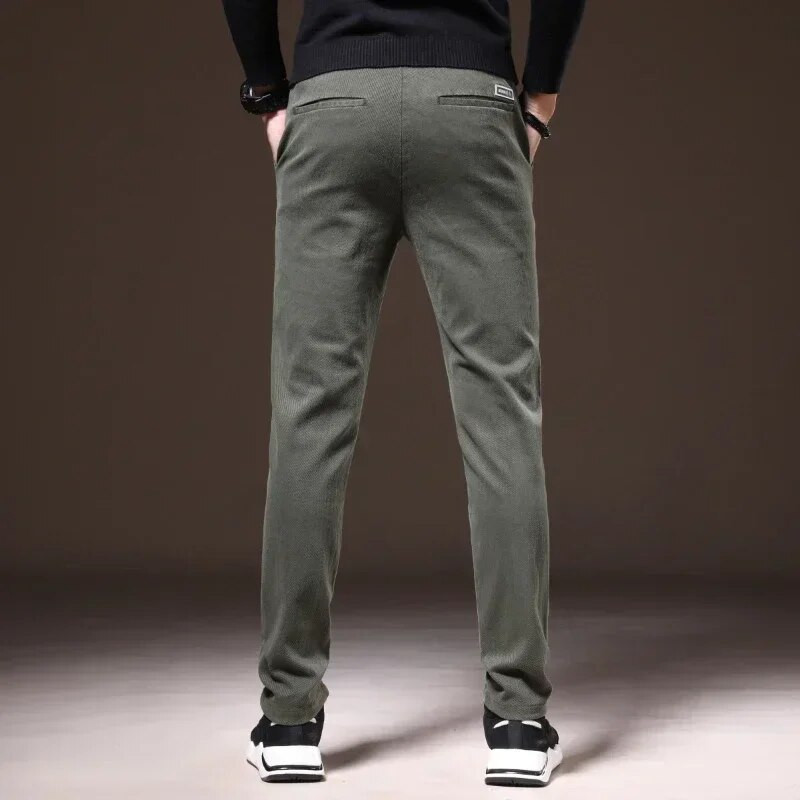 Μόδα μονόχρωμο Cargo Casual Παντελόνι Ανδρικό Βαμβακερό λεπτό ύφασμα χοντρό twill Κλασικά ρούχα εργασίας Stretch Χοντρό Κορέα Παντελόνι Αντρικό