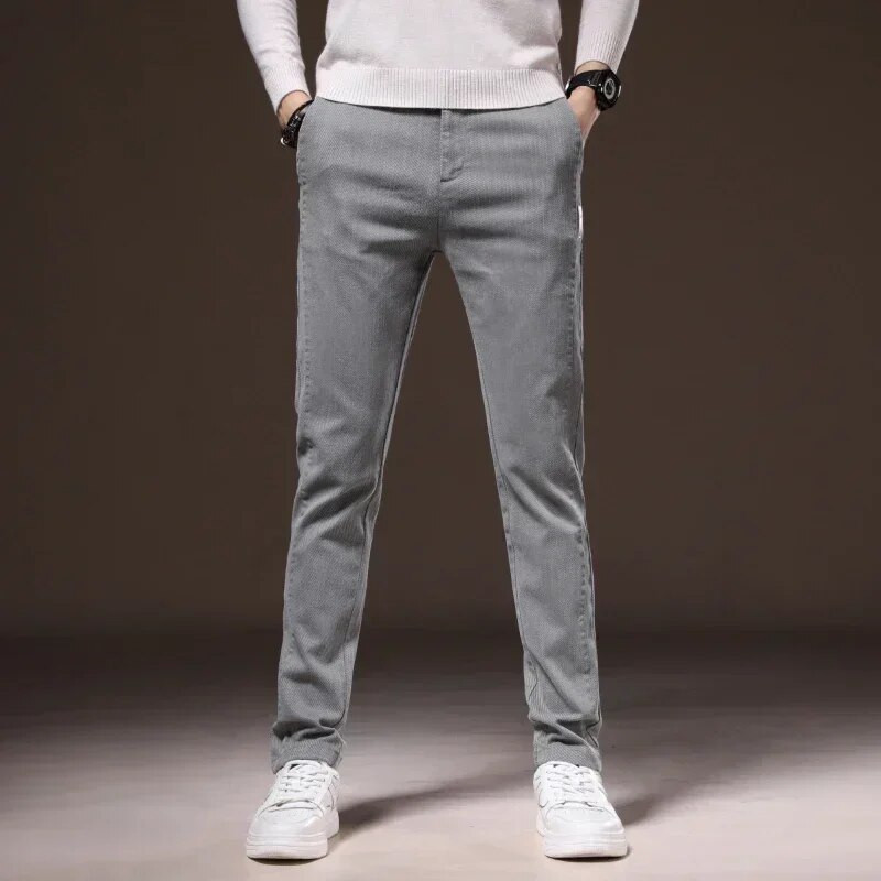 Μόδα μονόχρωμο Cargo Casual Παντελόνι Ανδρικό Βαμβακερό λεπτό ύφασμα χοντρό twill Κλασικά ρούχα εργασίας Stretch Χοντρό Κορέα Παντελόνι Αντρικό