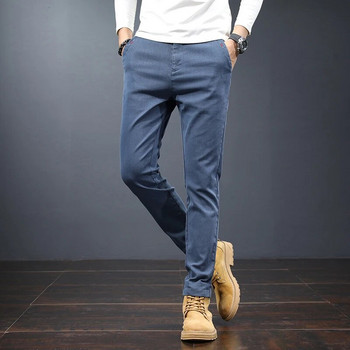 2023 Нови есенно-зимни класически работни еластични панталони Мъжки памучни бизнес прилепнали сиви черни корейски дебели ежедневни карго панталони Мъжки