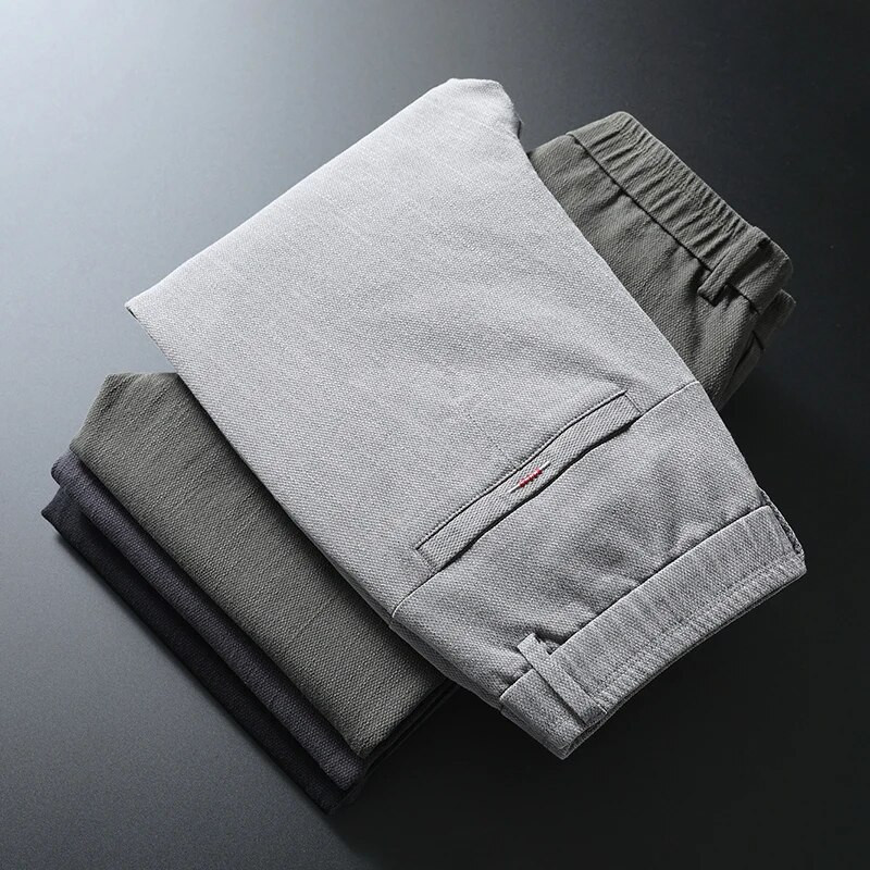 2023 m. naujos rudens žiemos klasikinės darbo tamprios kelnės vyriškos medvilnės verslo plonos pilkos spalvos juodos korėjos storos laisvalaikio kelnės, vyriškos