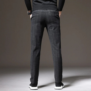 Ανοιξιάτικο φθινόπωρο Stretch ριγέ παντελόνι Ανδρικό ελαστικό βαμβακερό στη μέση Κλασικό λεπτό χοντρό επαγγελματικό γραφείο Κορέα μαύρο γκρι casual παντελόνι