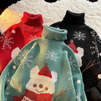 Пуловери Мъжки Зимен Пуловер Дизайн Коледа Унисекс Двойка Свободно Плетиво Печат Kawaii Harajuku Универсални Chandails