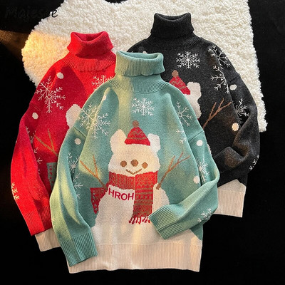 Pulovere Bărbați Iarnă Pulover cu gât roșu Design Crăciun Unisex Cuplu Lejer Tricotat Print Kawaii Harajuku Chandails all-metch
