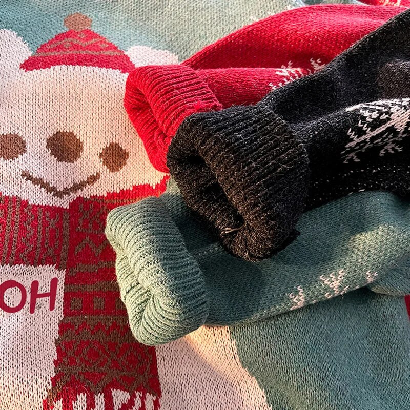 Puloveri za muškarce Zimski dizajn džempera s dolčevitom Božićni uniseks za par Opušteno pletenje s printom Kawaii Harajuku Višeslojni ručnici