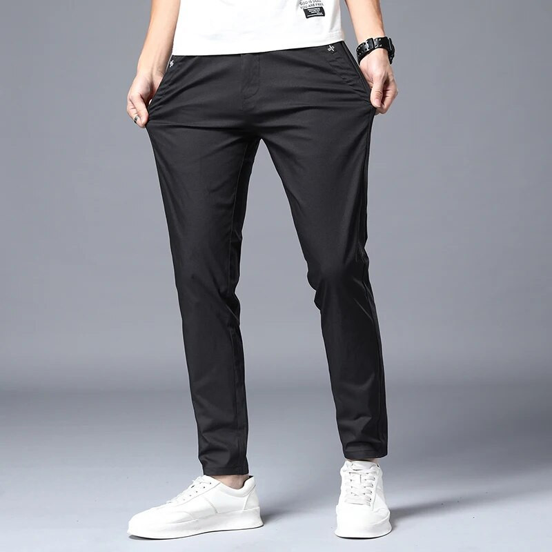 Streetwear Ανδρικό ανδρικό κοστούμι μόδας παντελόνι Άνοιξη Καλοκαίρι Μασίφ, ασπρόμαυρο, κορεάτικο ανδρικό ένδυμα Νέο ίσιο παντελόνι 38