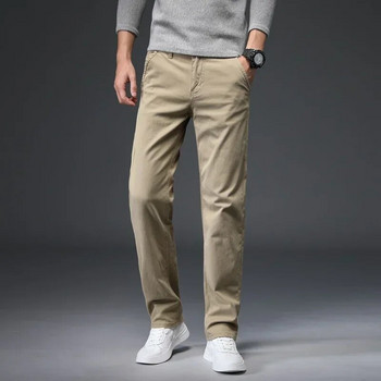 3 цвята Пролет Лято Есен Нова мода прави мъжки интелигентни ежедневни панталони 97% памук 3% спандекс Мъжки панталони в цвят каки Плюс размер 40