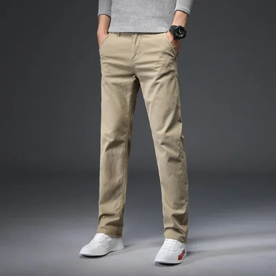 3 Χρώματα Άνοιξη Καλοκαίρι Φθινόπωρο Νέα Μόδα Straight Ανδρικά Έξυπνα Casual Παντελόνια 97% Βαμβάκι 3% Spandex Man Khaki Παντελόνι Plus Size 40