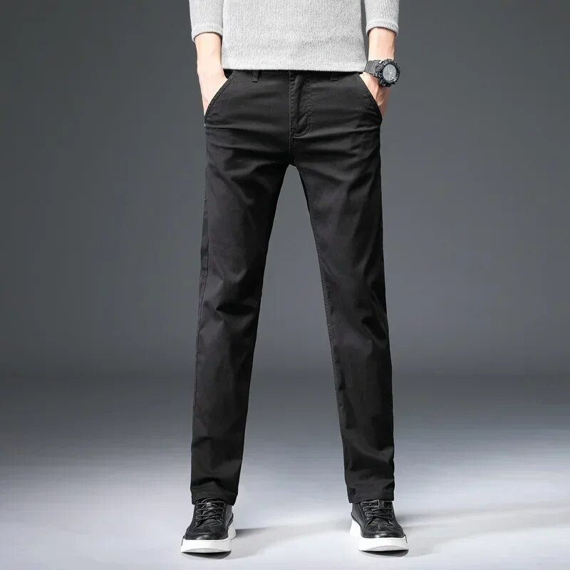 3 Χρώματα Άνοιξη Καλοκαίρι Φθινόπωρο Νέα Μόδα Straight Ανδρικά Έξυπνα Casual Παντελόνια 97% Βαμβάκι 3% Spandex Man Khaki Παντελόνι Plus Size 40