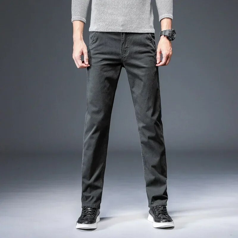 3 Χρώματα Άνοιξη Καλοκαίρι Φθινόπωρο Νέα Μόδα Straight Ανδρικά Έξυπνα Casual Παντελόνια 97% Βαμβάκι 3% Spandex Man Khaki Παντελόνι Plus Size 40