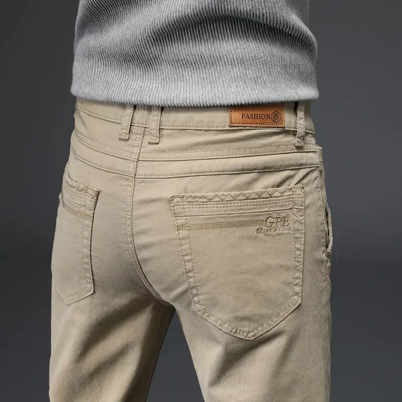3 Χρώματα Άνοιξη Καλοκαίρι Φθινόπωρο Νέα Μόδα Straight Ανδρικά Έξυπνα Casual Παντελόνια 97% Βαμβάκι 3% Spandex Man Khaki Παντελόνι Plus Size 40