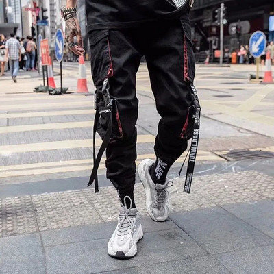 Joggers Cargo Παντελόνι για Άντρες Casual Hip Hop Hit Color Pocket Ανδρικό παντελόνι Φούτερ Streetwear Κορδέλες Techwear Παντελόνια