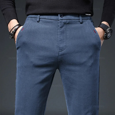 MINGYU Ολοκαίνουργιο Κλασικό Work Stretch Παντελόνι Cargo Ανδρικό Βαμβακερό Slim Fit Γκρι Πράσινο Κορέα Φθινοπωρινό Χειμώνα Χοντρό Casual Παντελόνι Ανδρικό