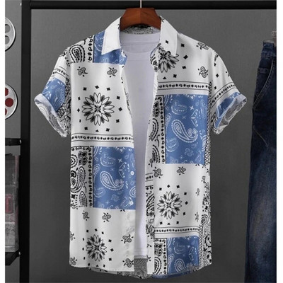 Hawaii meeste särk 3D India pähkli lilledega trükitud lühikeste varrukatega särgid Suvine mood vabaaja topid Harajuku lahtised ülisuured meeste rõivad