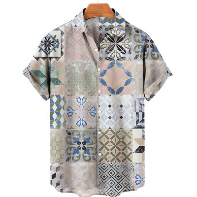 Hawaii meeste särk 3D India pähkli lilledega trükitud lühikeste varrukatega särgid Suvine mood vabaaja topid Harajuku lahtised ülisuured meeste rõivad