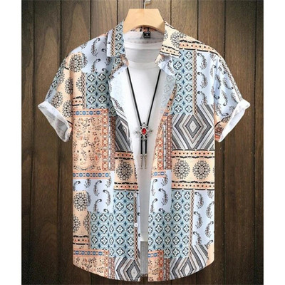Hawaii meeste särk 3D India pähkli lilledega trükitud lühikeste varrukatega särgid Suvine mood vabaaja topid Harajuku lahtised ülisuured meeste rõivad