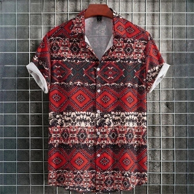 Hawaii meeste särk 3D India pähkli lilledega trükitud lühikeste varrukatega särgid Suvine mood vabaaja topid Harajuku lahtised ülisuured meeste rõivad