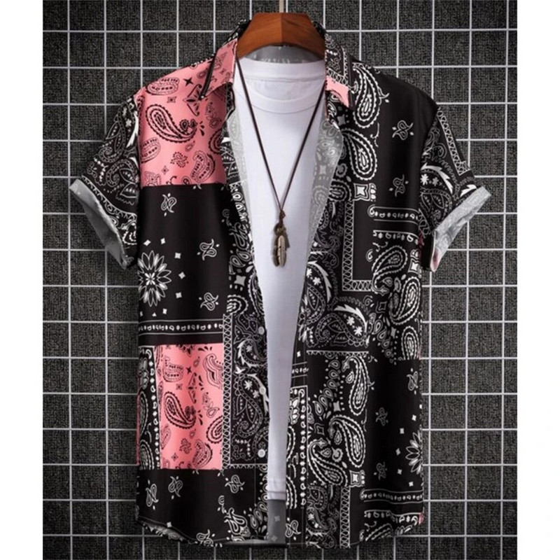 Havajietiški vyriški marškiniai 3d anakardžių gėlėmis marginti marškiniai trumpomis rankovėmis Vasaros mados laisvalaikio viršūnės Harajuku laisvi, dideli vyriški drabužiai