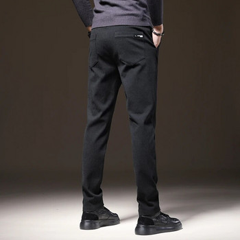 Висококачествени зимни ежедневни панталони от полар Мъжки памучни еластични топли кадифени модни бизнес черни сиви дебели панталони Плюс размер 38