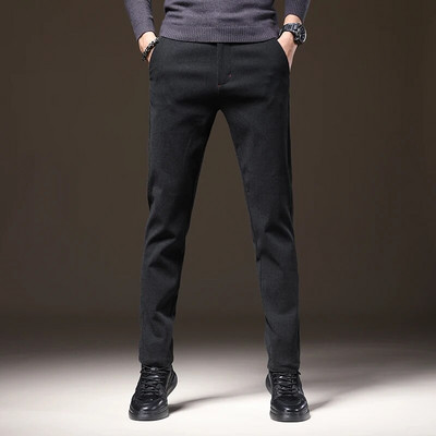 Υψηλής ποιότητας Winter Fleece Casual Παντελόνι Ανδρικό Βαμβακερό Stretch Ζεστό Βελούδινο Επαγγελματικό Μαύρο Γκρι Χοντρό Παντελόνι Plus Size 38
