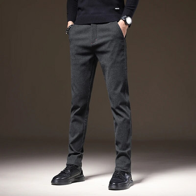 Υψηλής ποιότητας Winter Fleece Casual Παντελόνι Ανδρικό Βαμβακερό Stretch Ζεστό Βελούδινο Επαγγελματικό Μαύρο Γκρι Χοντρό Παντελόνι Plus Size 38