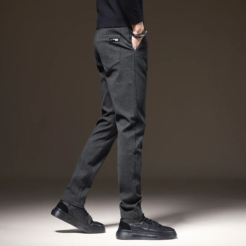 Υψηλής ποιότητας Winter Fleece Casual Παντελόνι Ανδρικό Βαμβακερό Stretch Ζεστό Βελούδινο Επαγγελματικό Μαύρο Γκρι Χοντρό Παντελόνι Plus Size 38