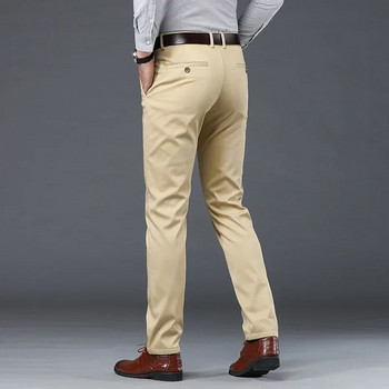 Марка KUBRO Мъжки зимни топли ежедневни панталони Мъжки бизнес прави еластични дебели памучни сиви панталони Мъжки